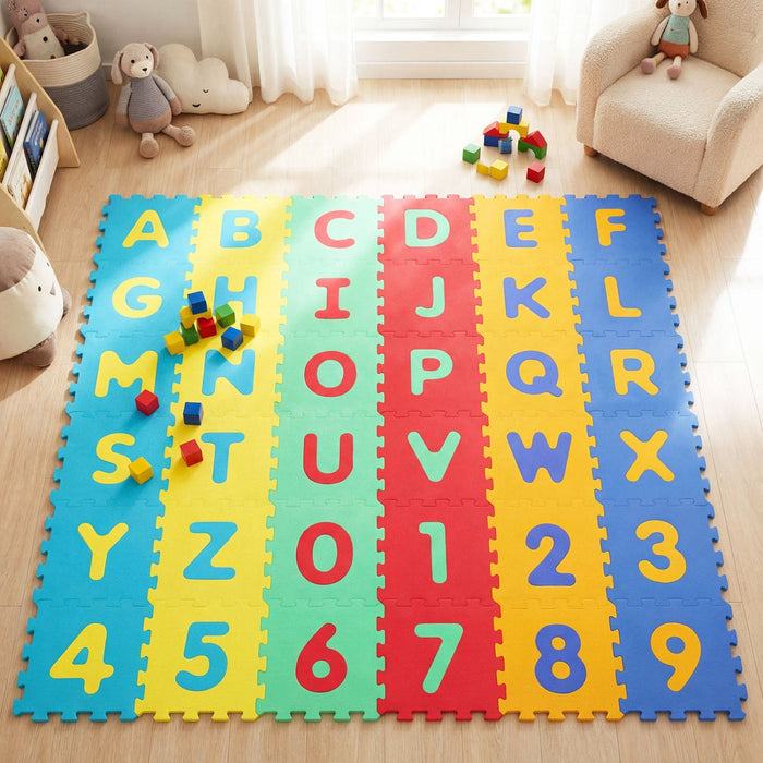 36-Piece Interlocking Alphabet Puzzle Floor Tiles