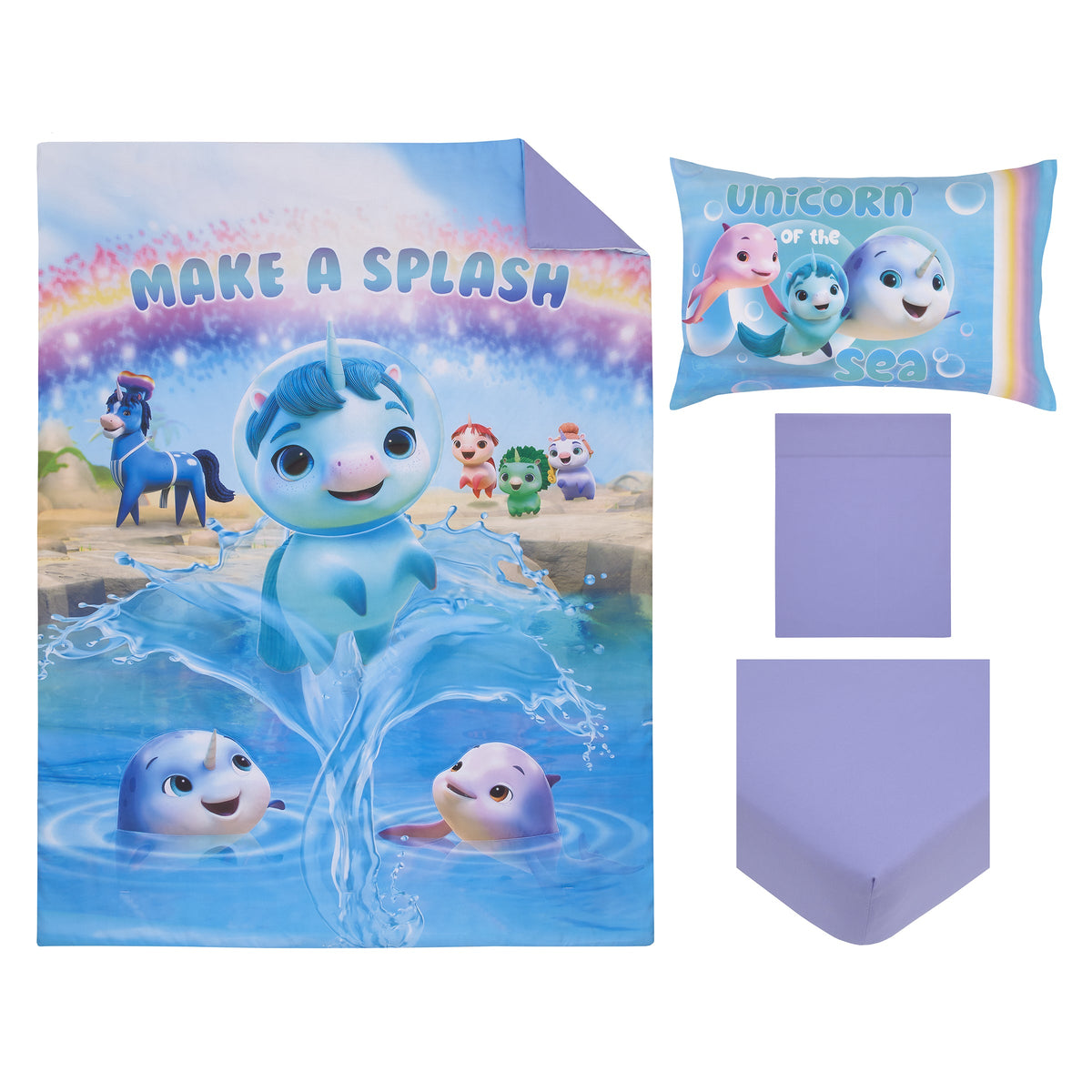 Not Quite Narwhal Make a Splash 4-Piece Toddler Bed Set