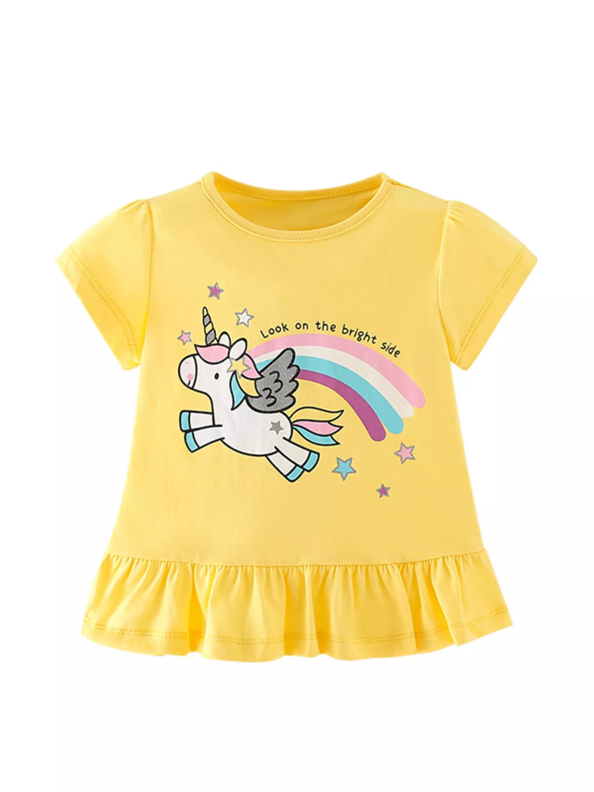 Unicorn Graphic Ruffle Hem T-Shirt