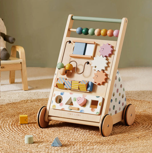 Versatile Natural Wooden Baby Walker Toy