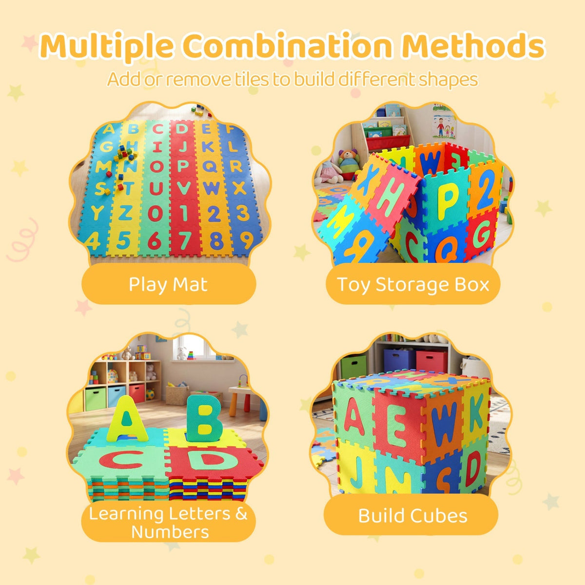 36-Piece Interlocking Alphabet Puzzle Floor Tiles