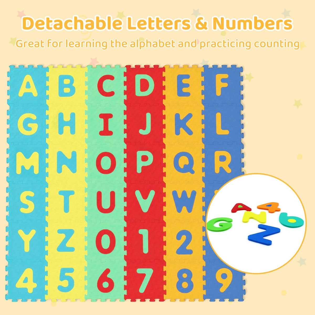 36-Piece Interlocking Alphabet Puzzle Floor Tiles