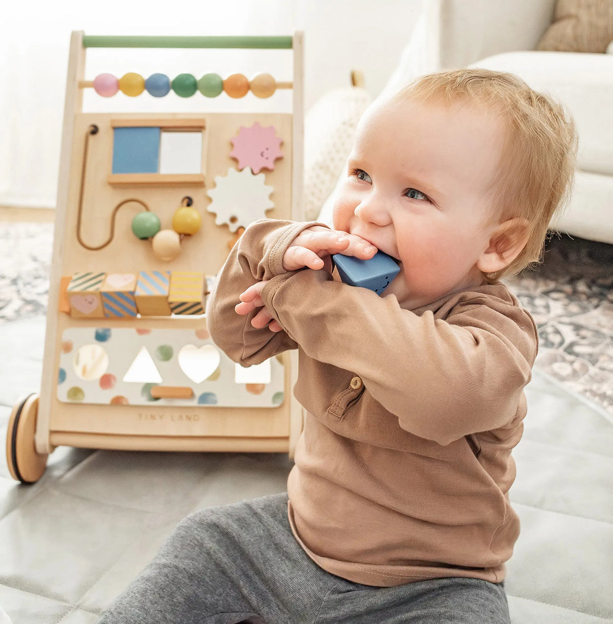 Versatile Natural Wooden Baby Walker Toy