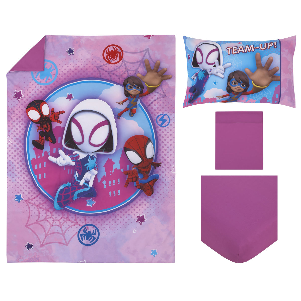 Marvel Ghost-Spider Go Ghosty 4-Piece Toddler Bed Set