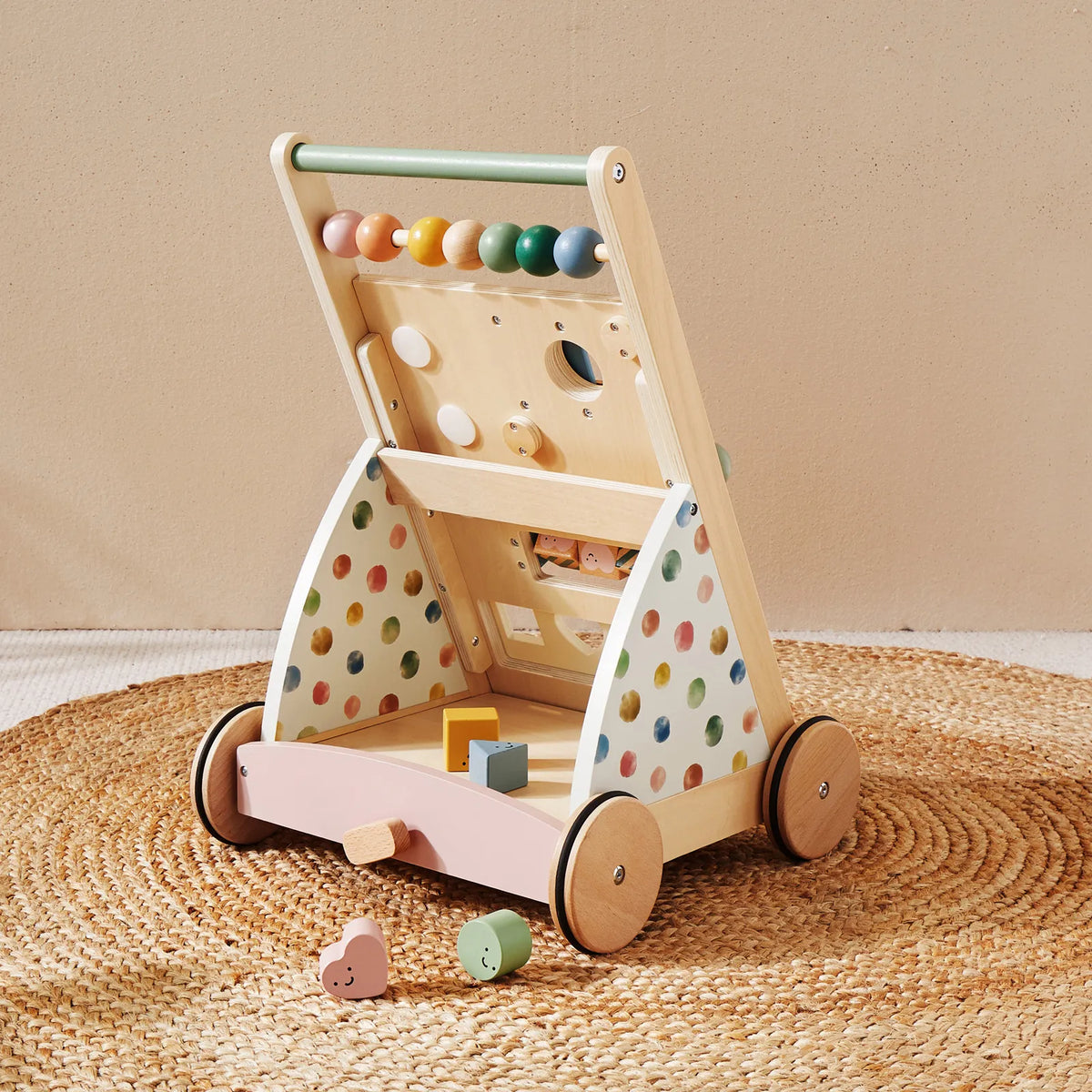 Versatile Natural Wooden Baby Walker Toy