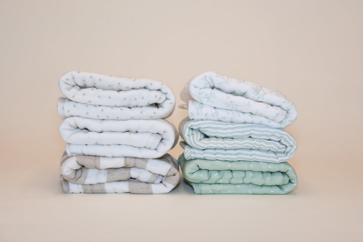 Organic Cotton Muslin Burp Cloths, 3-Pack – Pistachio & Cream