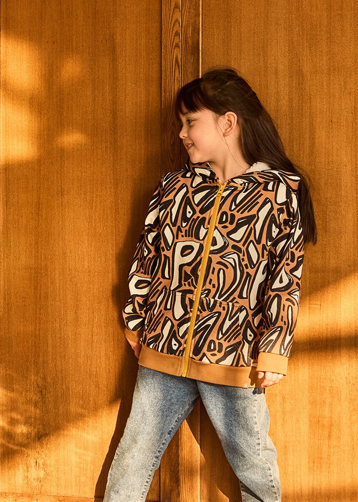 Abstract Alphabet Zip Hoodie