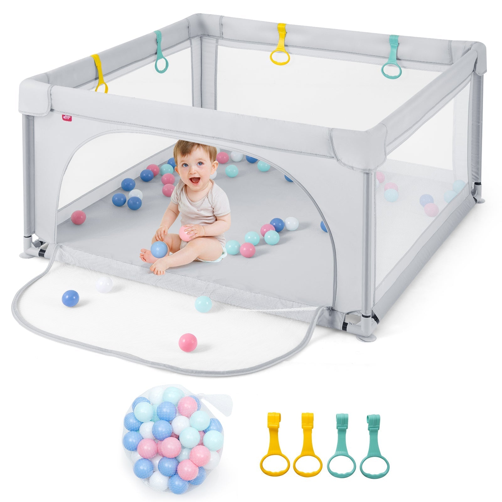 Large Baby & Toddler Safety Play Yard with Ocean Balls