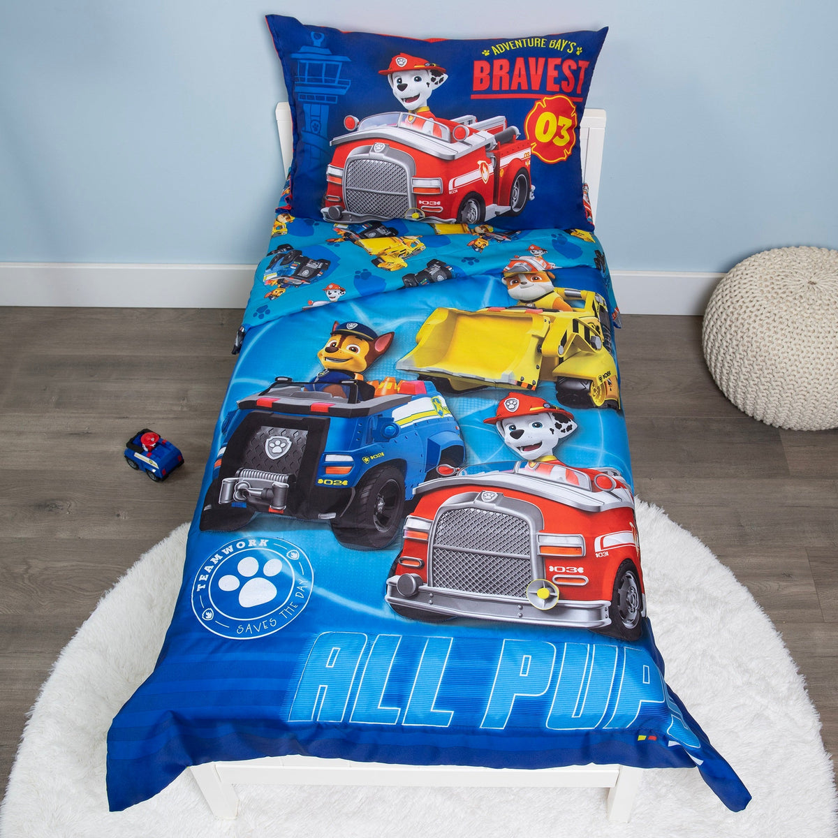 NoJo PAW Patrol Calling All Pups 4-Piece Toddler Bed Set