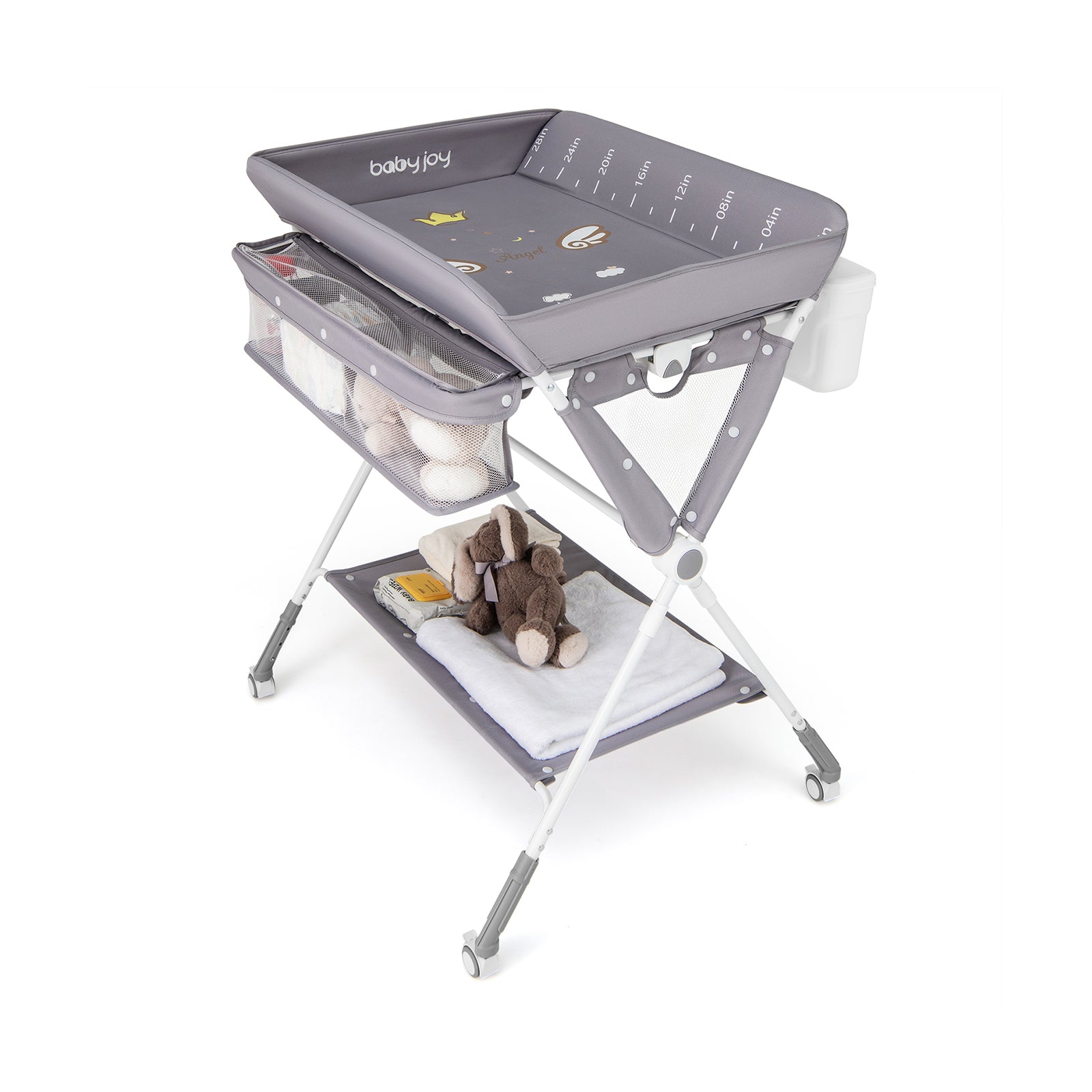 Portable Baby Changing Table with 3-Level Adjustable Height