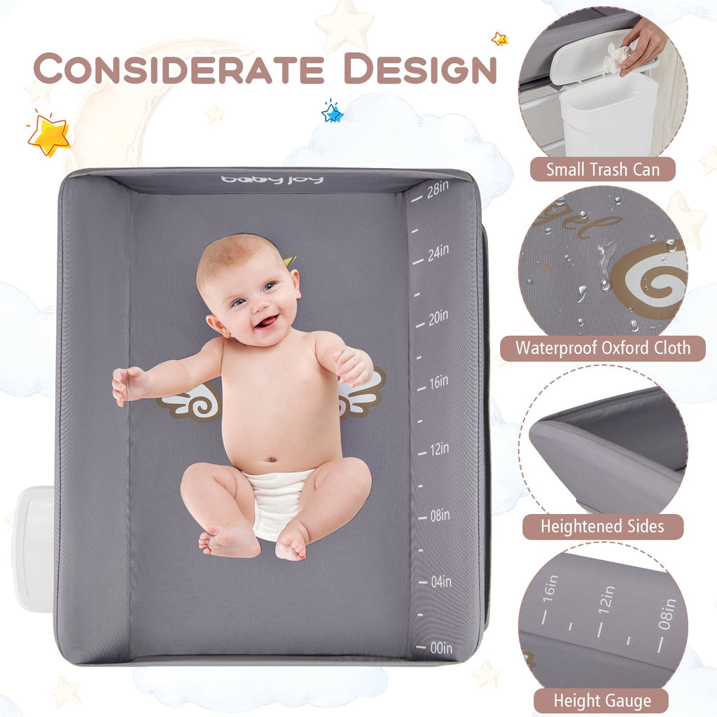 Portable Baby Changing Table with 3-Level Adjustable Height
