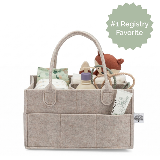 Parker Baby Co. Felt Diaper Caddy Organizer - 8 Pockets, 2 Sizes, Collapsible