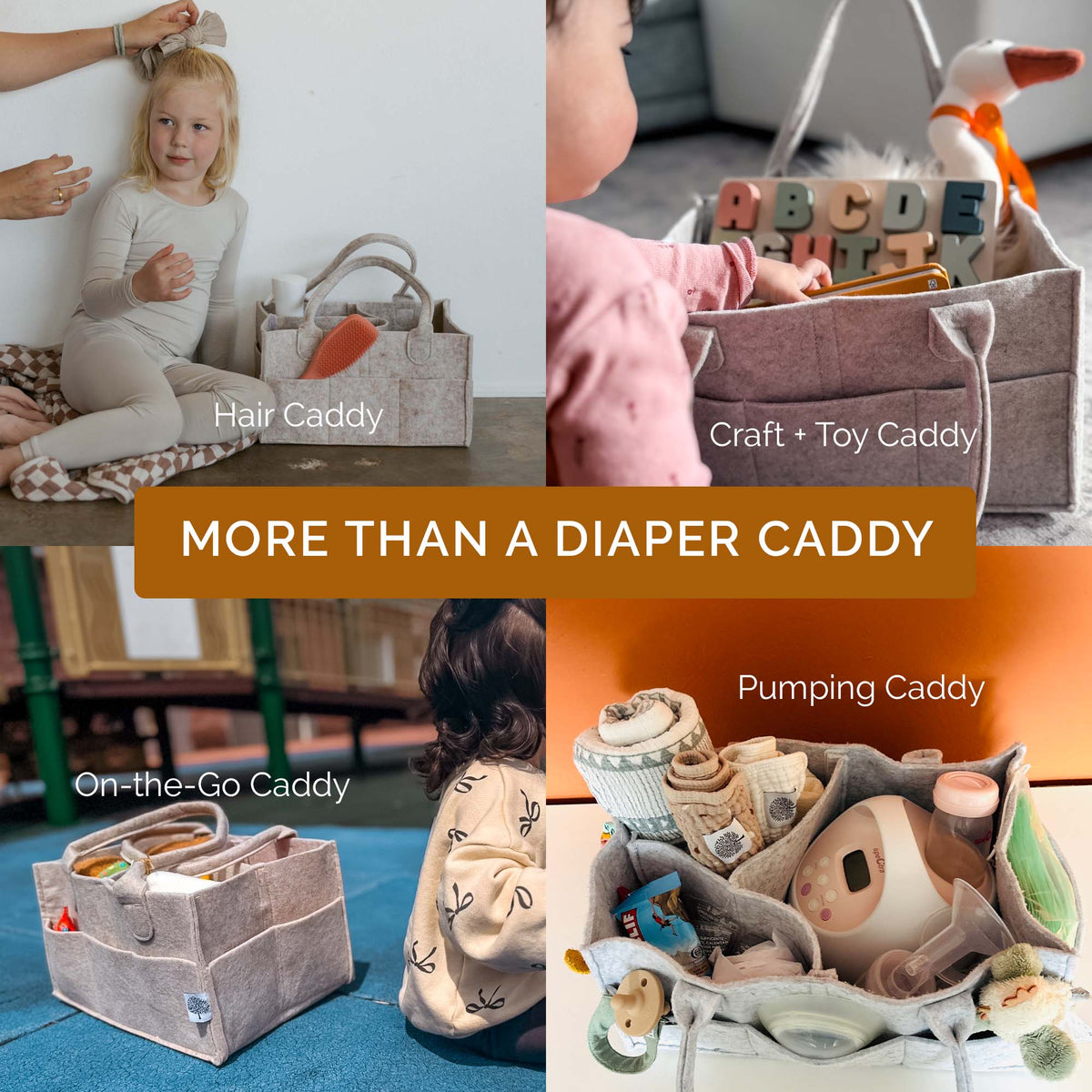 Parker Baby Co. Felt Diaper Caddy Organizer - 8 Pockets, 2 Sizes, Collapsible