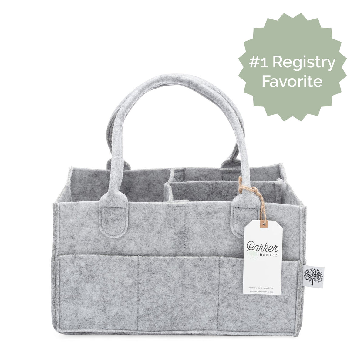 Parker Baby Co. Felt Diaper Caddy Organizer - 8 Pockets, 2 Sizes, Collapsible