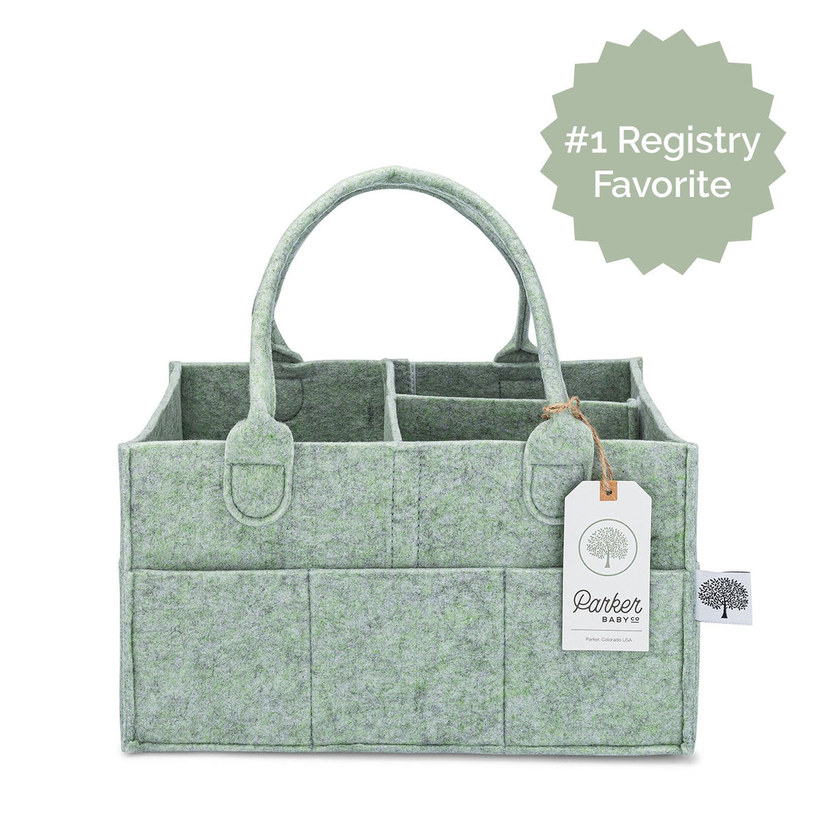 Parker Baby Co. Felt Diaper Caddy Organizer - 8 Pockets, 2 Sizes, Collapsible