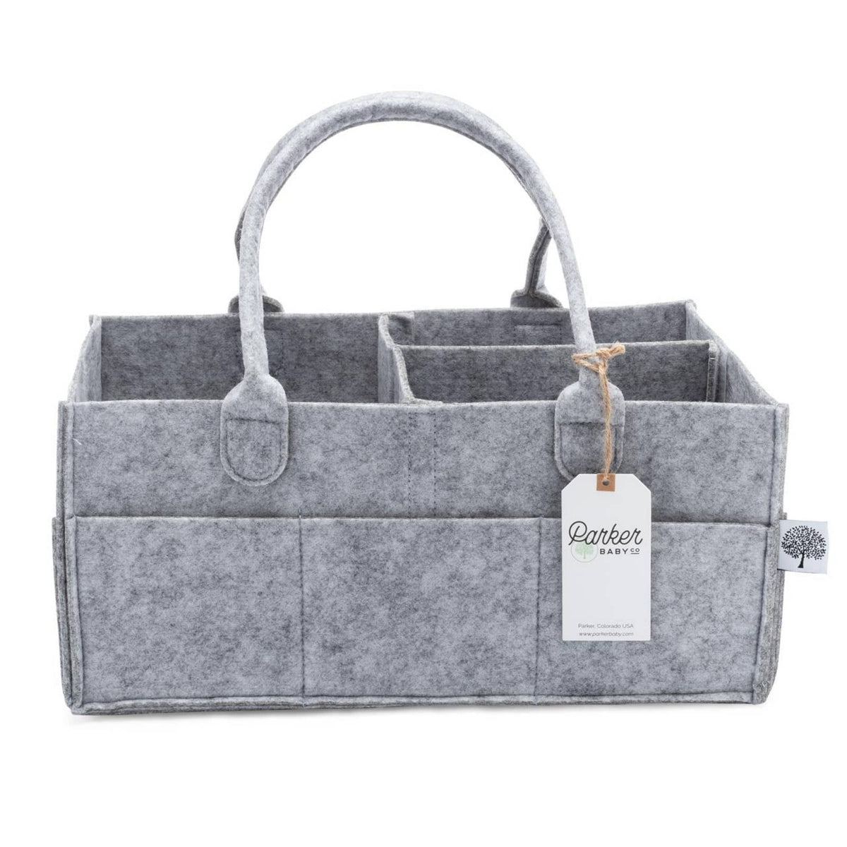 Parker Baby Co. Felt Diaper Caddy Organizer - 8 Pockets, 2 Sizes, Collapsible