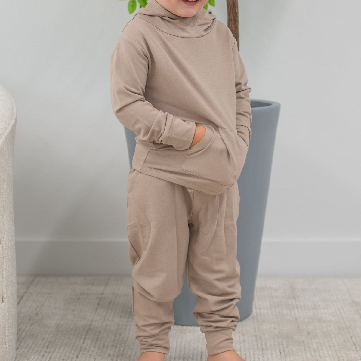 Just Taupe Hooded Jogger Set