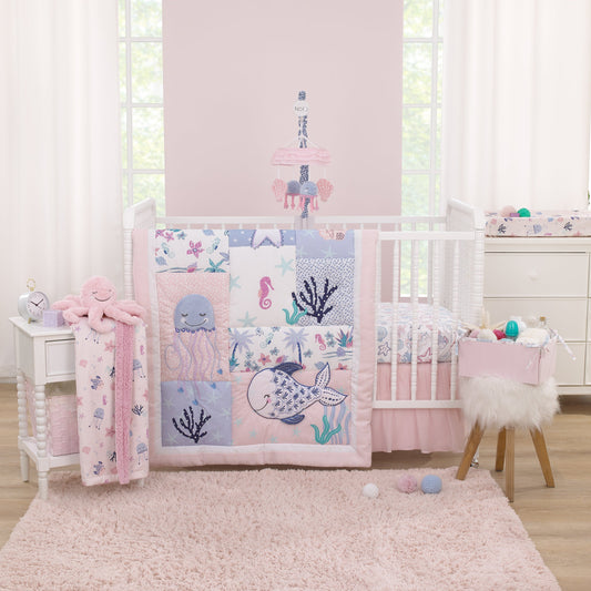 NoJo Mermaid Lagoon 4-Piece Crib Bedding Set