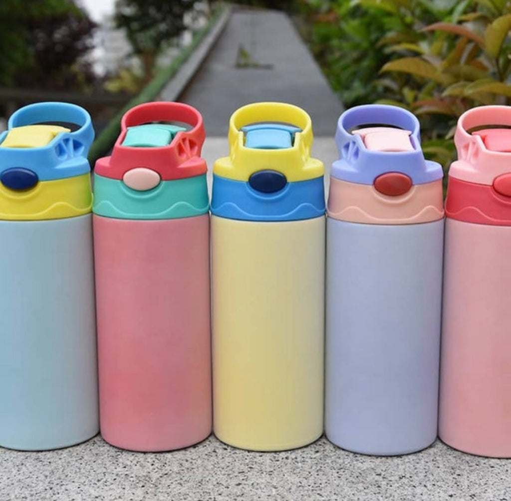 UV Color Change & Glow in Dark 12oz Blank Sublimation Sippy Cup Straight Stainless Kids Drinking Tumbler Sport Water Bottles