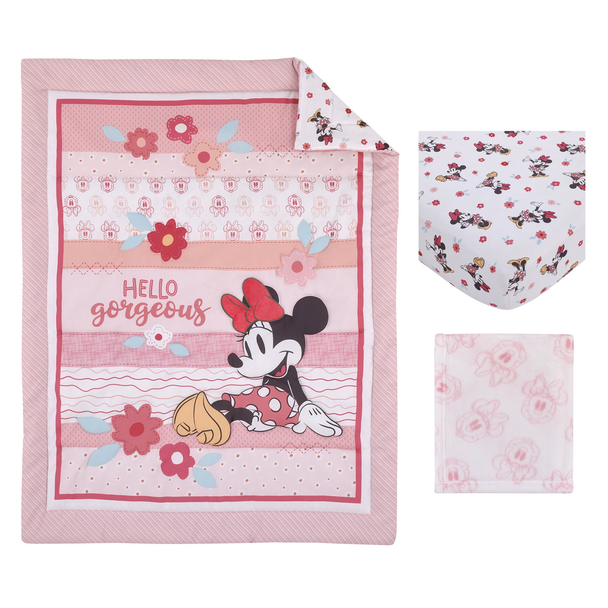 Disney Minnie Mouse Hello Gorgeous 3-Piece Crib Bedding Set
