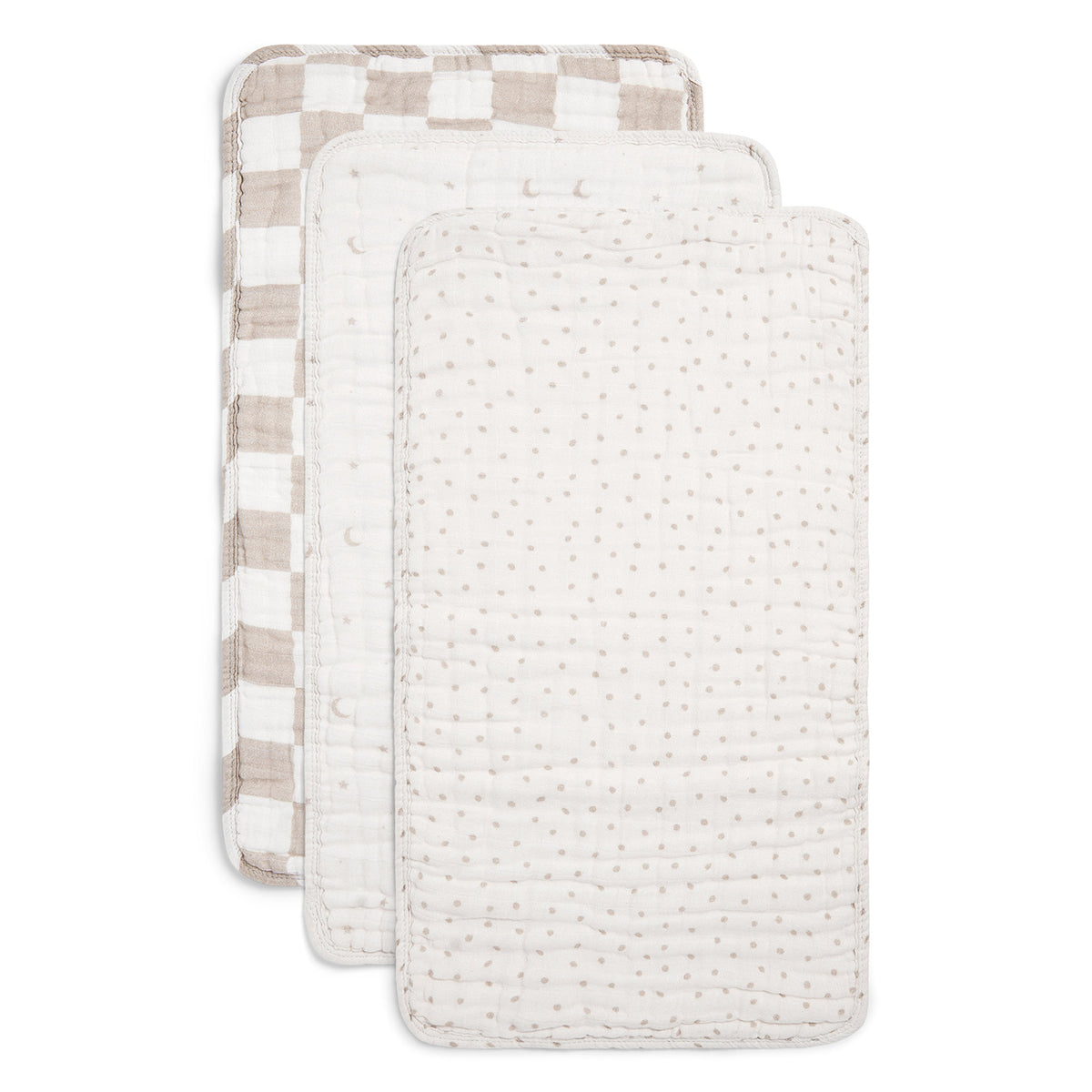 Organic Cotton Muslin Burp Cloths, 3-Pack – Ivory & Oatmeal