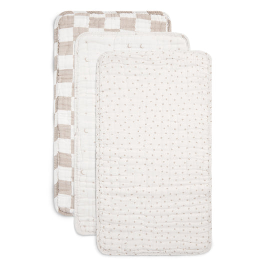 Organic Cotton Muslin Burp Cloths, 3-Pack – Ivory & Oatmeal