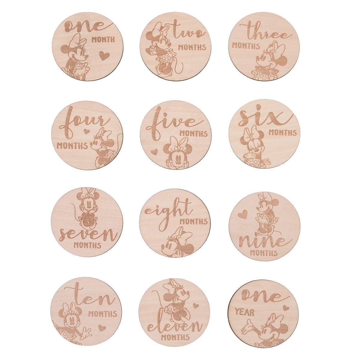 Minnie Mouse Baby Wooden Milestone Cards, 12-Piece Set