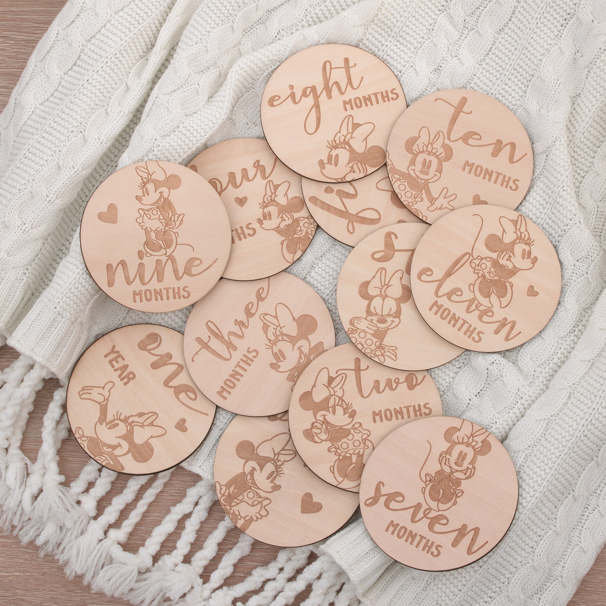 Minnie Mouse Baby Wooden Milestone Cards, 12-Piece Set