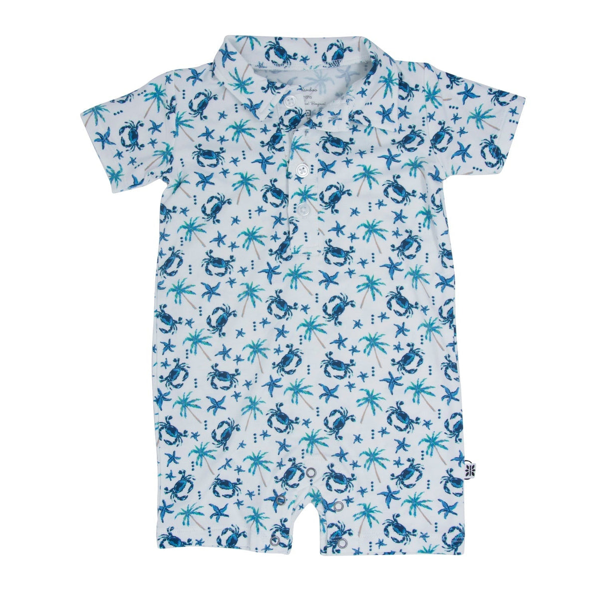 Sweet Bamboo Blue Crabs Baby Polo Romper