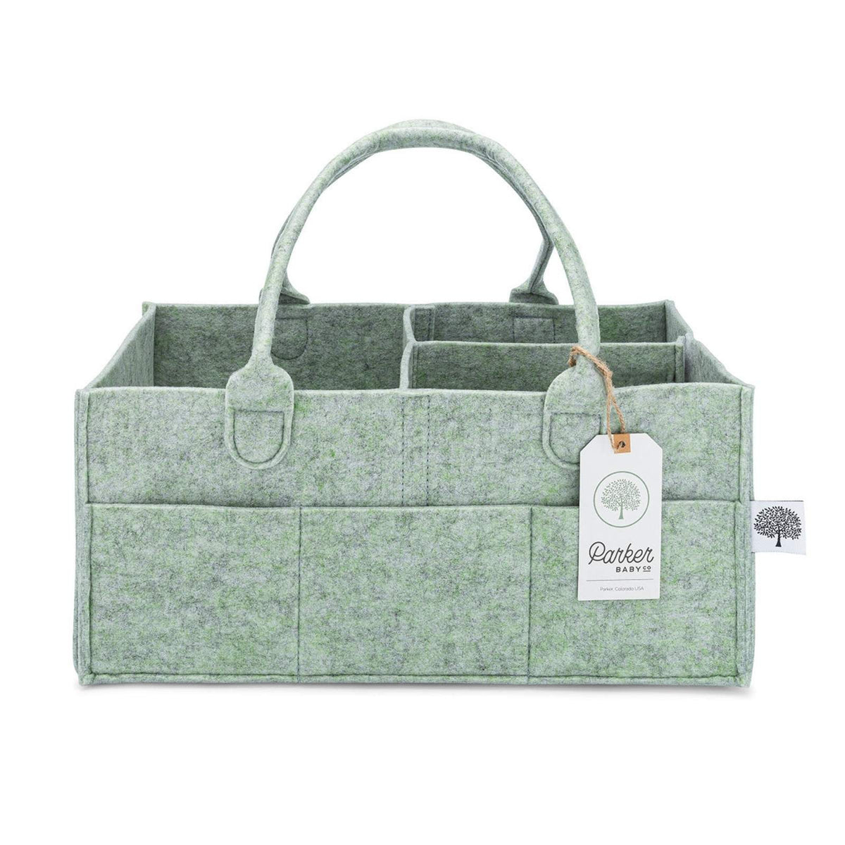 Parker Baby Co. Felt Diaper Caddy Organizer - 8 Pockets, 2 Sizes, Collapsible