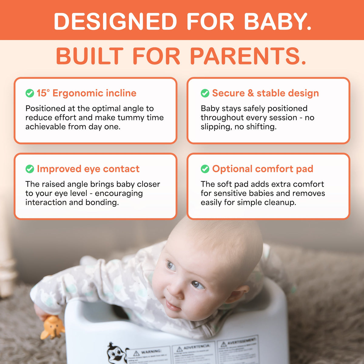 Tumzee Tummy Time Incline Tool – Ergonomic Support for Baby Muscle Development & Longer Tummy Time