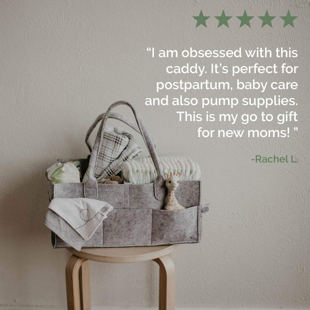 Parker Baby Co. Felt Diaper Caddy Organizer - 8 Pockets, 2 Sizes, Collapsible